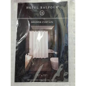 Shower Curtain, White, 100% Cotton, Hotel Balfour, 72x72, Made In Turkey, New